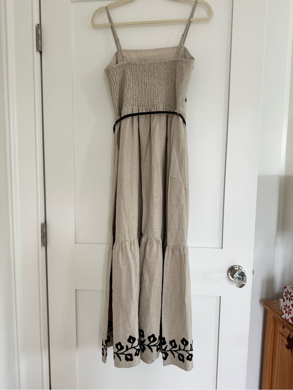 Lucky Brand Embroidered belted tiered linen maxi dress - Picture 4 of 11